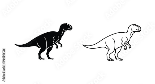 Two depictions of a velociraptor one in solid black silhouette