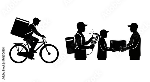 Delivery Courier Silhouette – Package Delivery Activity Vector Illustration