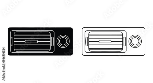 Two car air vents one filled one outlined in a simple silhouette