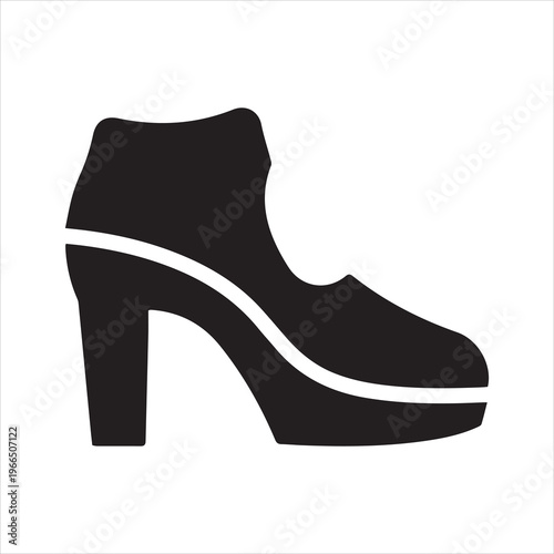 High heel shoe icon. Fashion footwear and elegant style concept. Monochrome black and white symbol