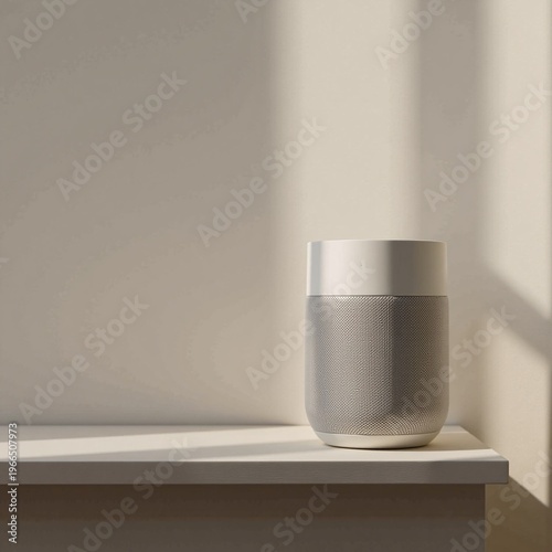 Modern Smart Speaker On A Wooden Table In Living Room