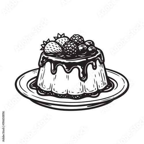 line art vector of panna cotta