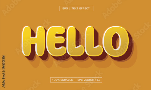 3D Yellow Rounded Cartoon Style Editable Text Effect