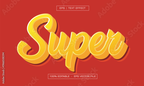 3D Yellow Script Cartoon Style Editable Text Effect