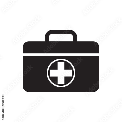 First Aid Box Silhouette, Medical Emergency Vector Illustration