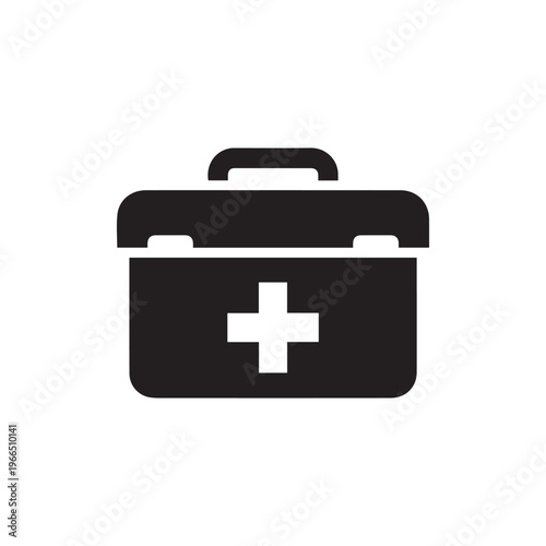 First Aid Box Silhouette, Medical Emergency Vector Illustration