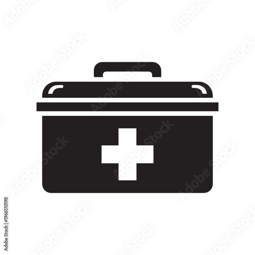 First Aid Box Silhouette, Medical Emergency Vector Illustration