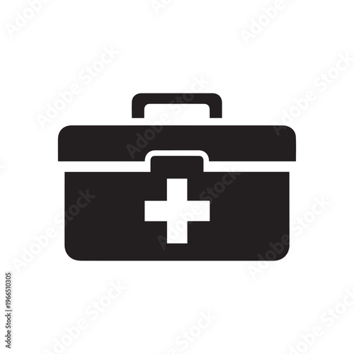 First Aid Box Silhouette, Medical Emergency Vector Illustration
