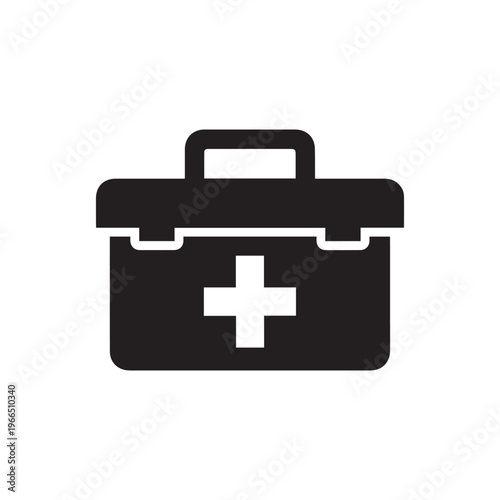 First Aid Box Silhouette, Medical Emergency Vector Illustration