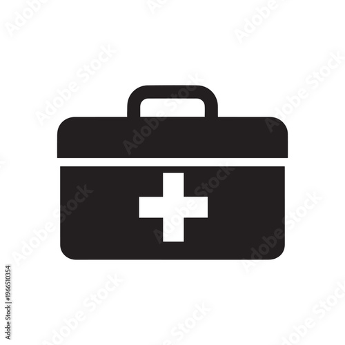 First Aid Box Silhouette, Medical Emergency Vector Illustration