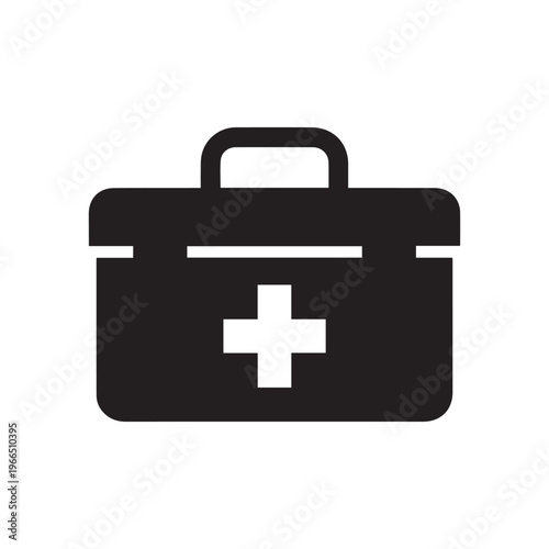 First Aid Box Silhouette, Medical Emergency Vector Illustration
