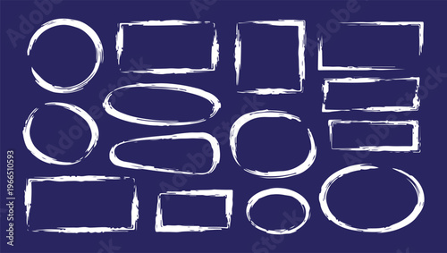 Collection of various black ink strokes, scribbles, and hand drawn shapes and numbers on a white background