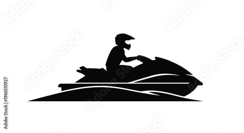 Silhouette of a jet ski rider navigating on water waves