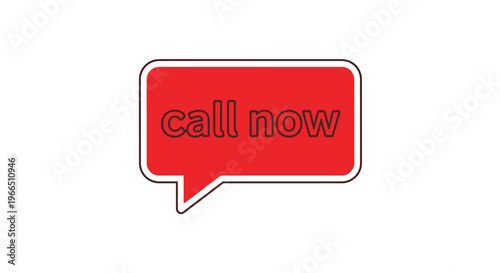 Red speech bubble with the text call now in white lettering