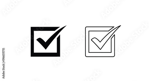 Two checkmark icons one filled one outline depicting completion