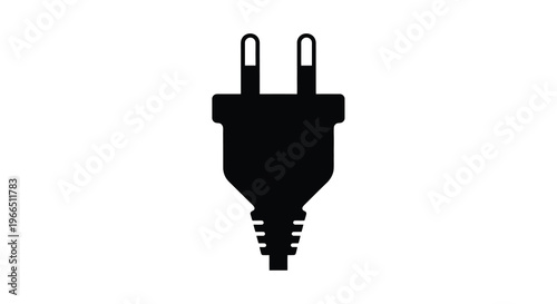 Simple black silhouette of a european two pin electrical plug