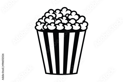 Popcorn bucket silhouette vector, Popcorn icon vector
