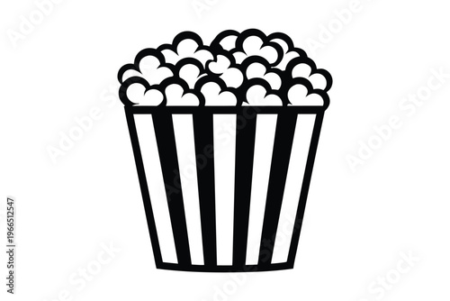 Popcorn bucket silhouette vector, Popcorn icon vector