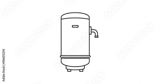 Simple line drawing of a vintage vacuum cleaner on a white background