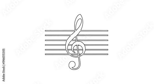 Simple illustration of a treble clef on musical staff lines