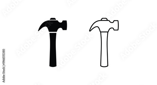 Two hammer icons one solid black and one outlined in white