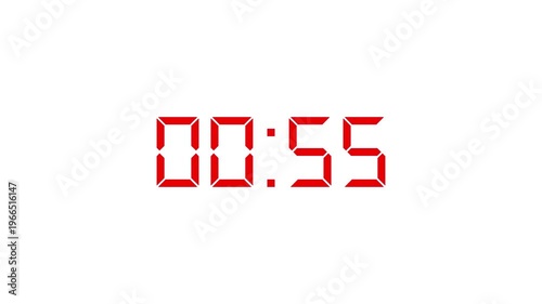 1 Minute Digital Countdown Timer with Red LED Numbers on White Background