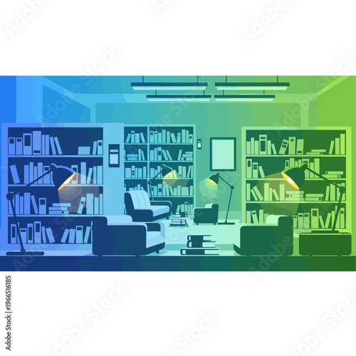 A modern computer monitor displaying a blue graphic design on a dark blue background, conveying a sense of technology and innovation.