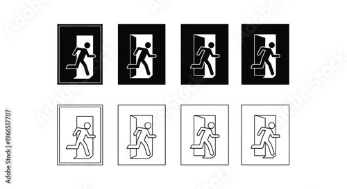 Four stages of a running figure passing through an open doorway