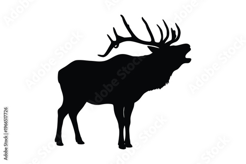 Elk silhouette vector, black moose silhouette