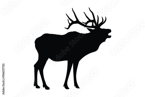 Elk silhouette vector, black moose silhouette