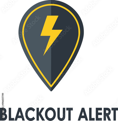 Blackout alert icon with lightning symbol representing power outage and electricity warning