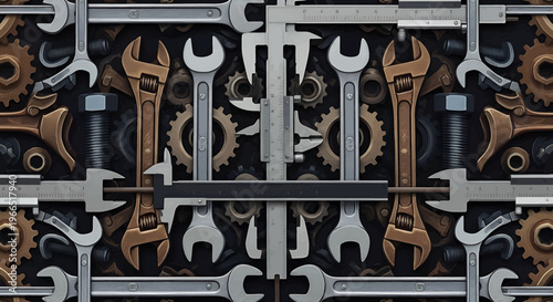 Wrenches and tools background texture.