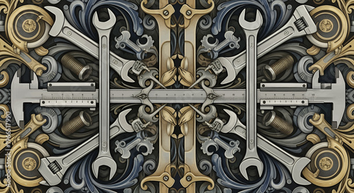 Wrenches and Tools Pattern Background.