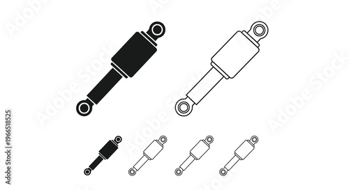 Shock absorber icon set in varying line weights and styles