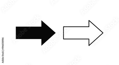 Two arrows one black and one white pointing to the right