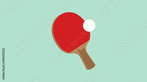 Ping Pong Paddle and Ball Ready for a Table Tennis Match.