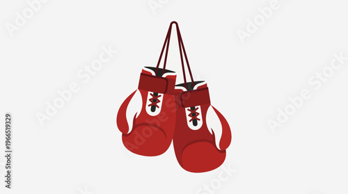 Red Boxing Gloves Hanging Sport Equipment Illustration.