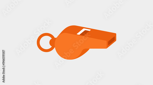 Vibrant Orange Sports Whistle Isolated on Clean Background.