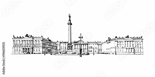 Sketch of the winter palace and alexander column in st petersburg