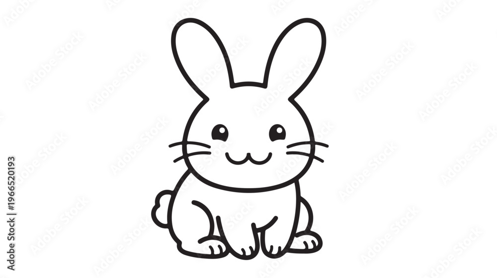 Obraz premium Charming cartoon rabbit line art illustration, a delightful depiction of a cute bunny ideal for children's designs, playful branding, or educational materials