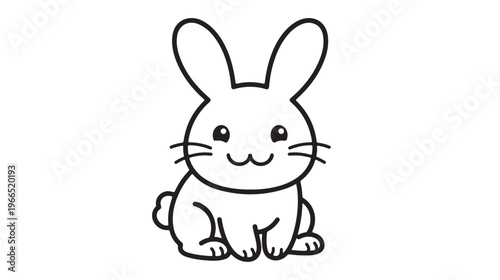 Charming cartoon rabbit line art illustration, a delightful depiction of a cute bunny ideal for children's designs, playful branding, or educational materials