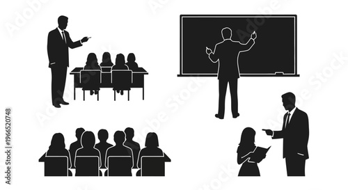 Teacher Activity Silhouette – Education Teaching Vector Illustration