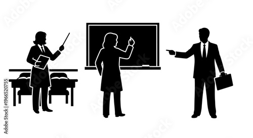 Teacher Activity Silhouette – Education Teaching Vector Illustration