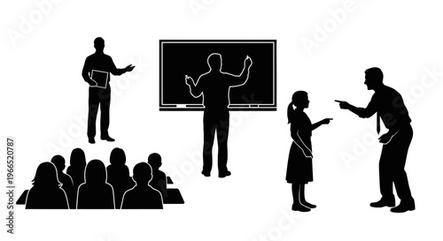 Teacher Activity Silhouette – Education Teaching Vector Illustration