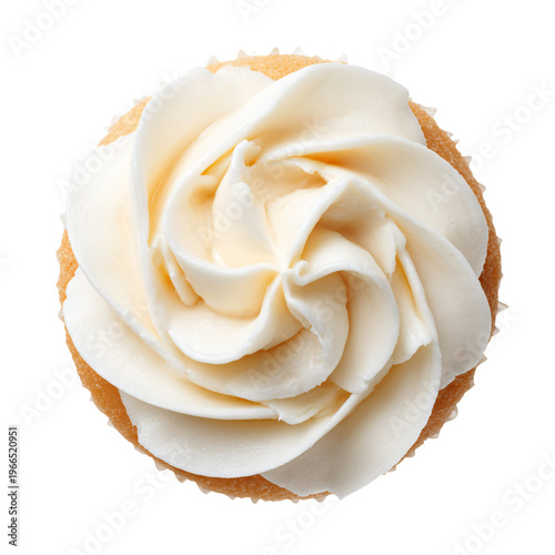 Professional Vanilla Cupcake Top View Isolated on White Background Usage