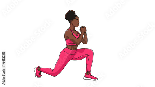 Woman Doing Lunges Exercise Vector Illustration Fitness Workout Healthy Lifestyle Graphic