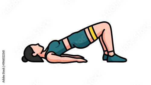 Woman Performing Glute Bridge Exercise Vector Illustration for Fitness and Workout Content
