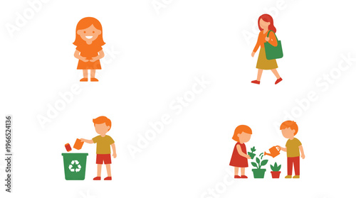 Icons show earth day activities, actions