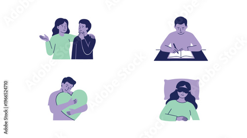 Mental health and self-care concept illustration