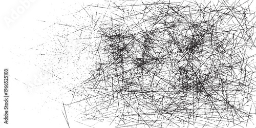 Chaotic grunge overlay texture with heavy scratches and splatters on white background for intense distressed effects